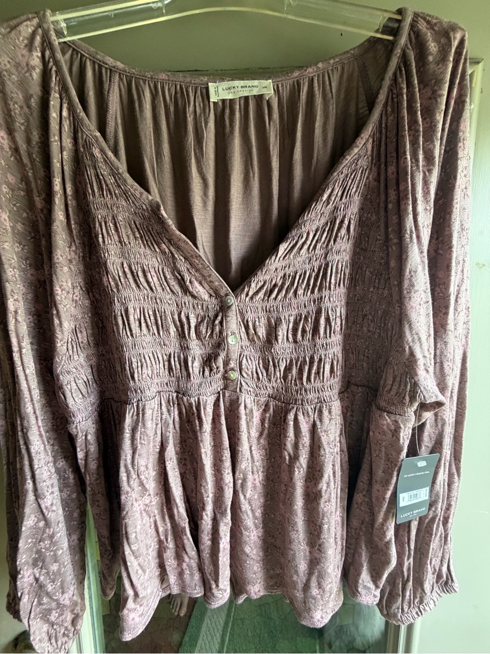 Lucky Brand Dusty Rose Floral Button-Up Blouse